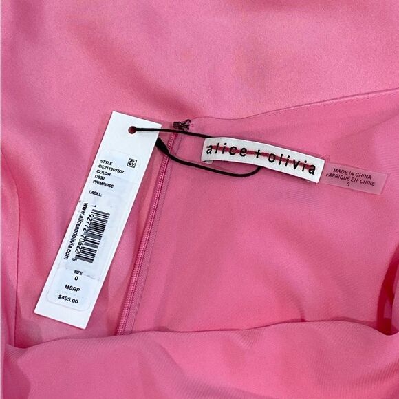 Alice + Olivia Rayni Satin Halterneck High Low Midi-Dress size 0 - Picture 10 of 11